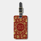 Patroon voor bruin en gouden Damask Bagagelabel (Voorkant verticaal)