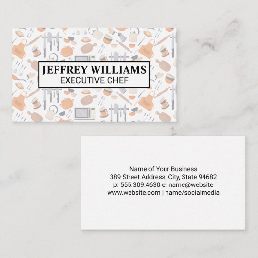 Patroon voor Chef Cooking Tools Visitekaartje (Voorkant / Achterkant)