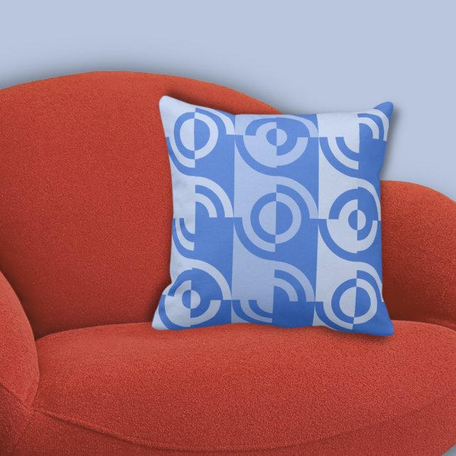 Patroon voor cirkelvormige fragmenten Blauw Kussen (Fun Circular Fragments Pattern Blue Throw Pillow)
