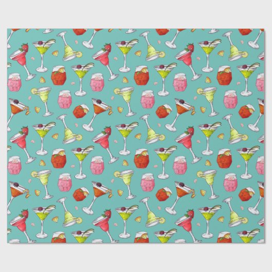 Patroon voor cocails cadeaupapier (Vlak)
