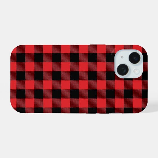 Patroon voor controle op rode flanelbuffels iPhone 15 case (Achterkant horizontaal)