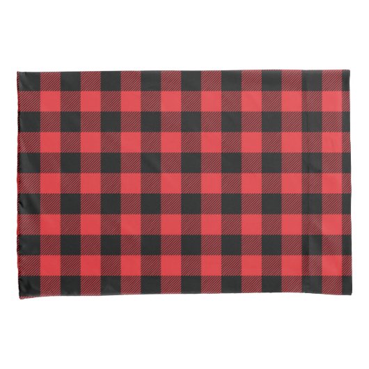 Patroon voor controle op rode flanelbuffels kussensloop (Voorkant-Rechts)