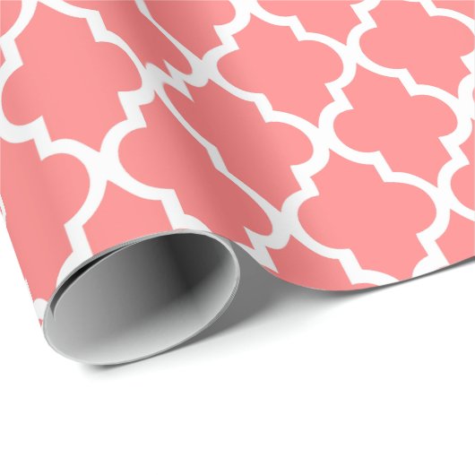 Patroon voor Coral Pink Quatrefoil tegels Cadeaupapier (Rol Hoek)