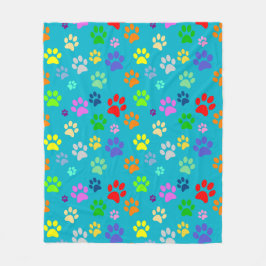 Patroon voor cute en Colorful Pet Paw-printers Fleece Deken