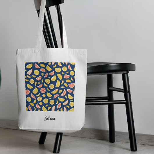 Patroon voor de Canvas tas van sappige citroenen