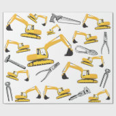 Patroon voor de constructie van graafmachines en g cadeaupapier (Vlak)