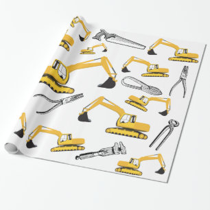 Patroon voor de constructie van graafmachines en g cadeaupapier