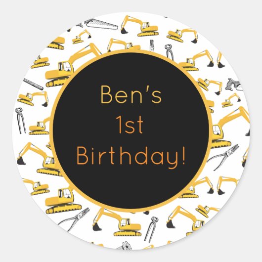 Patroon voor de constructie van graafmachines en g ronde sticker (Voorkant)