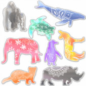 Patroon voor de Waterverf van bedreigde dieren Sticker (Voorkant)