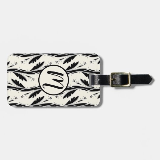 Patroon voor decoratieve zwarte wijnstokken bagagelabel (Voorkant horizontaal)