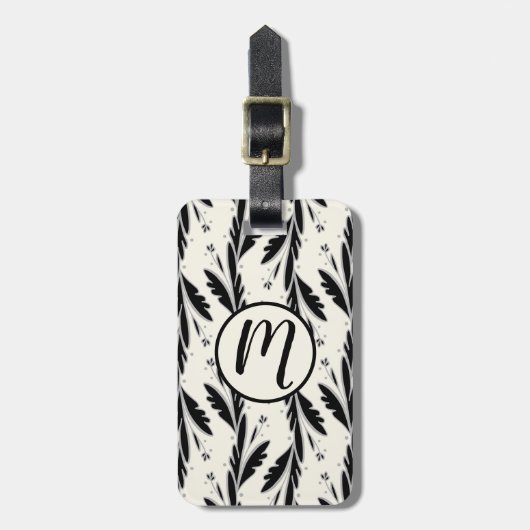 Patroon voor decoratieve zwarte wijnstokken bagagelabel (Voorkant verticaal)