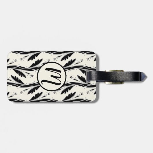 Patroon voor decoratieve zwarte wijnstokken bagagelabel (Achterkant horizontaal)