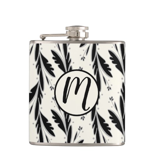 Patroon voor decoratieve zwarte wijnstokken heupfles (Voorkant)