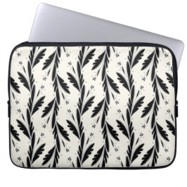 Patroon voor decoratieve zwarte wijnstokken laptop sleeve