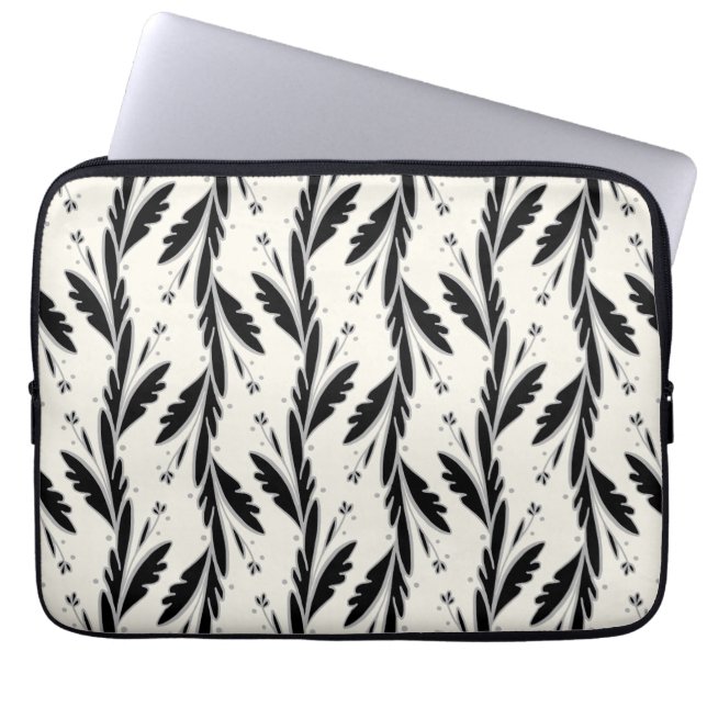 Patroon voor decoratieve zwarte wijnstokken laptop sleeve (Voorkant)