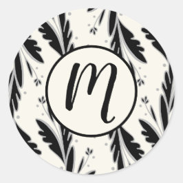 Patroon voor decoratieve zwarte wijnstokken ronde sticker