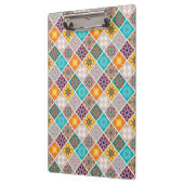 Patroon voor donkerbruine turquoise mandala klembord (Links)