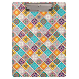 Patroon voor donkerbruine turquoise mandala klembord