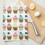 Patroon voor films theedoek<br><div class="desc">Het zoete en witte patroon heeft zes verschillende cupcakes in leuke en levendige kleuren</div>