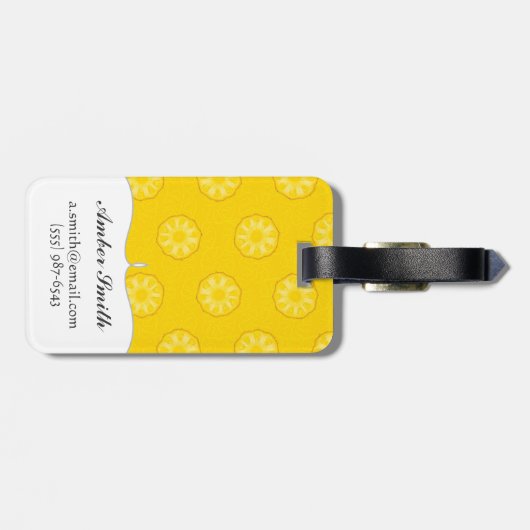 Patroon voor geel ananasappel bagagelabel (Achterkant horizontaal)