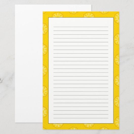 Patroon voor geel ananasappel briefpapier (Voorkant / Achterkant)