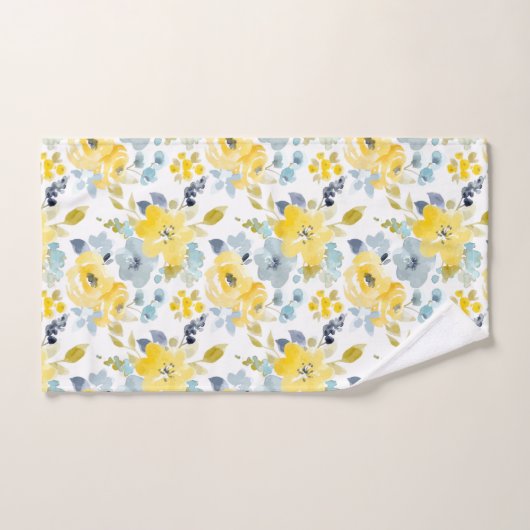 Patroon voor gele en blauwe Waterverf Bad Handdoek (Handdoek)