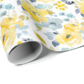 Patroon voor gele en blauwe Waterverf Cadeaupapier (Rol Hoek)