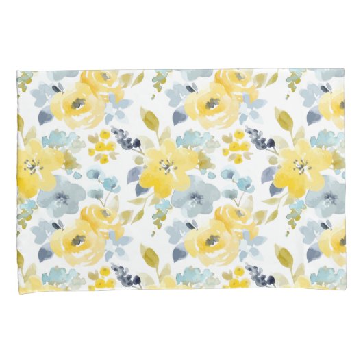 Patroon voor gele en blauwe Waterverf Kussensloop (Voorkant-Rechts)