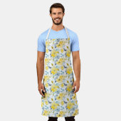 Patroon voor gele en blauwe Waterverf Schort (Gedragen)