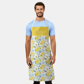 Patroon voor gele en blauwe Waterverf Schort (Gedragen)