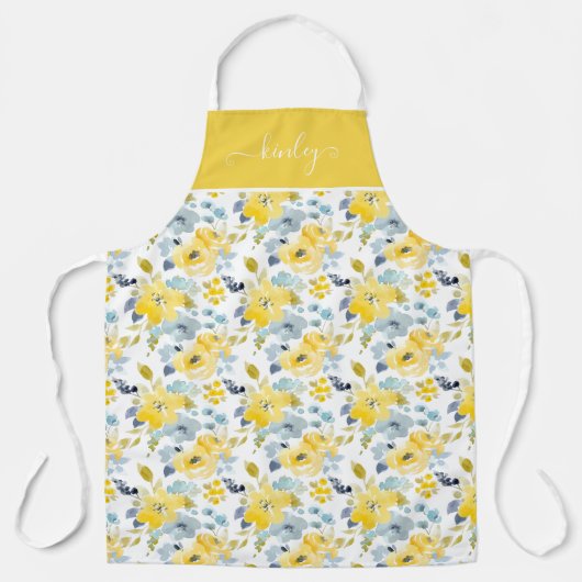 Patroon voor gele en blauwe Waterverf Schort (Voorkant)