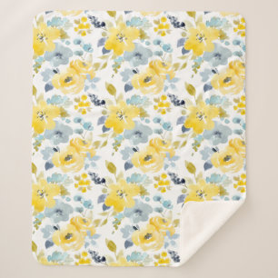 Patroon voor gele en blauwe Waterverf Sherpa Deken