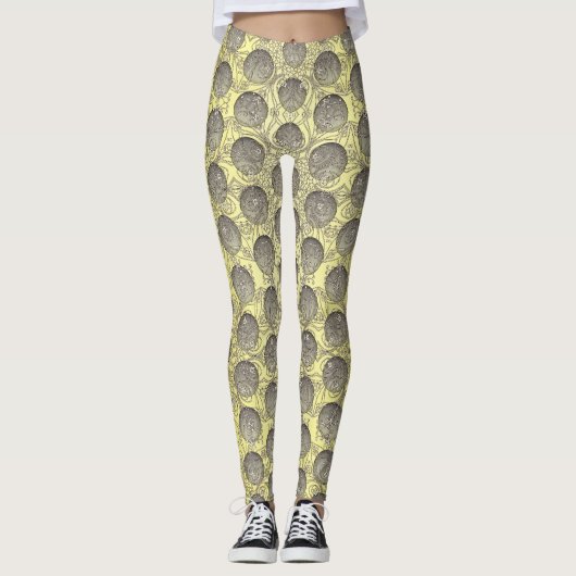 Patroon voor gele en grijze pols leggings (Voorkant)