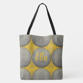 Patroon voor gele en grijze pols tote bag