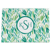 Patroon voor gele en groene tropische bladluis large cadeautasje (Voorkant)