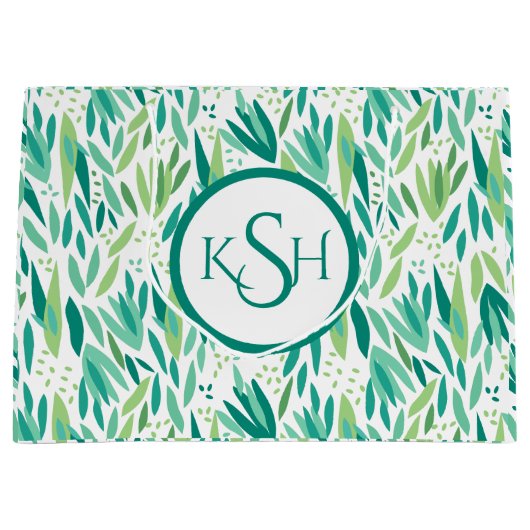 Patroon voor gele en groene tropische bladluis large cadeautasje (Voorkant)