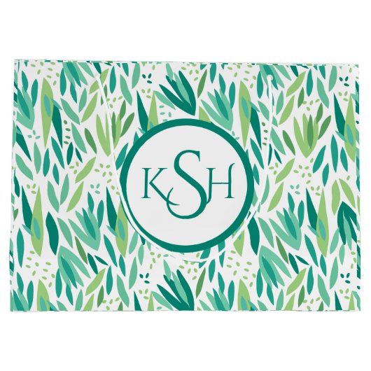 Patroon voor gele en groene tropische bladluis large cadeautasje (Achterkant)