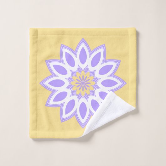 Patroon voor gele en lavender Flower Mandala Bad Handdoek (Wasdoekje)