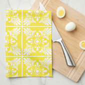 Patroon voor gele en witte mediterrane Tegel Theedoek (Quarter Fold)