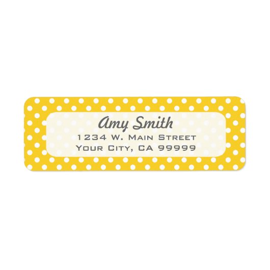 Patroon voor gele en witte poka-stippen etiket (Voorkant)