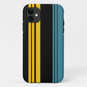 Patroon voor gele, zwarte en blauwe strepen iPhone 11 hoesje