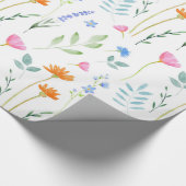 Patroon voor gemengde Waterverf wilde bloemen Cadeaupapier (Hoek)