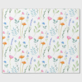 Patroon voor gemengde Waterverf wilde bloemen Cadeaupapier (Vlak)