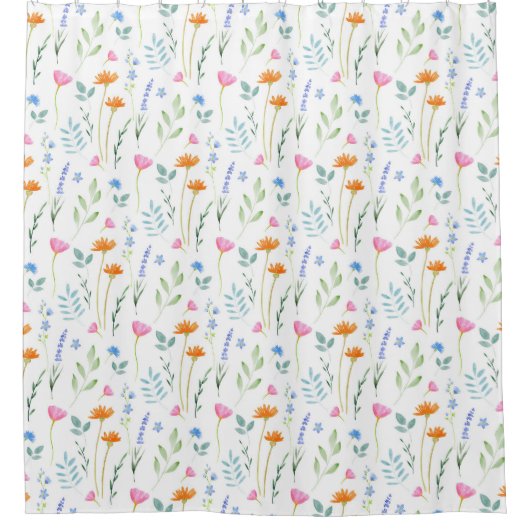 Patroon voor gemengde Waterverf wilde bloemen Douchegordijn (Voorkant)