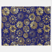 Patroon voor gouden en blauwe geometrische element fleece deken (Voorkant (Horizontaal))