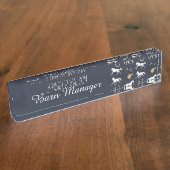 Patroon voor gouden en ivoren Engelse paarden Naambordje (Zijkant)