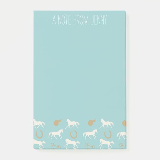 Patroon voor gouden en ivoren Engelse paarden Post-it® Notes (Voorkant)