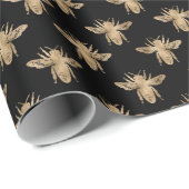 Patroon voor gouden en zwarte bijen cadeaupapier (Rol Hoek)