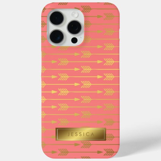Patroon voor goudpijlen op koraal Case-Mate iPhone case (Achterkant)