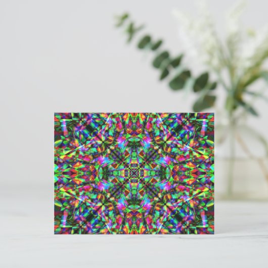 Patroon voor groene en regenboog Mandala Briefkaart (Staand voorkant)